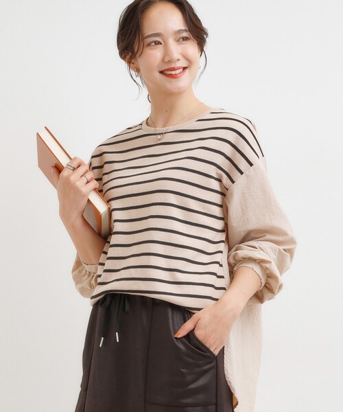 SHOO・LA・RUE（シューラルー）の「【S-LL】インせず決まる 背中タック入り パフ袖トップス（Tシャツ/カットソー・レディース・ブルー系その他/ベージュ系2/ブラウン系/ブラック系2・01/02/03/04）」の3枚目の写真