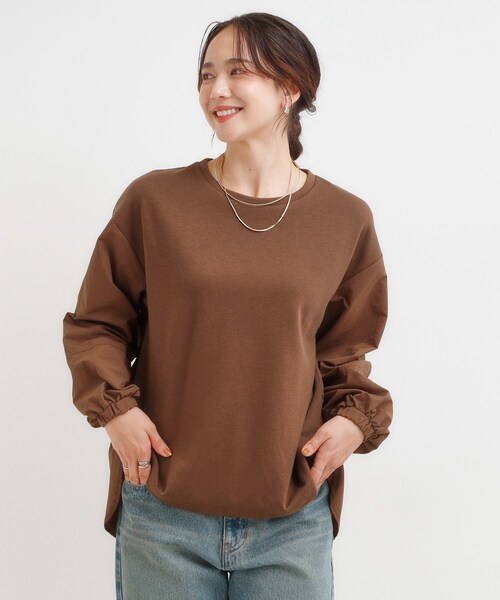 SHOO・LA・RUE（シューラルー）の「【S-LL】インせず決まる 背中タック入り パフ袖トップス（Tシャツ/カットソー・レディース・ブルー系その他/ベージュ系2/ブラウン系/ブラック系2・01/02/03/04）」の10枚目の写真