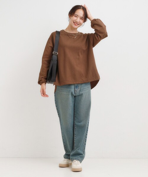 SHOO・LA・RUE（シューラルー）の「【S-LL】インせず決まる 背中タック入り パフ袖トップス（Tシャツ/カットソー・レディース・ブルー系その他/ベージュ系2/ブラウン系/ブラック系2・01/02/03/04）」の12枚目の写真