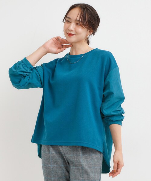SHOO・LA・RUE（シューラルー）の「【S-LL】インせず決まる 背中タック入り パフ袖トップス（Tシャツ/カットソー・レディース・ブルー系その他/ベージュ系2/ブラウン系/ブラック系2・01/02/03/04）」の14枚目の写真