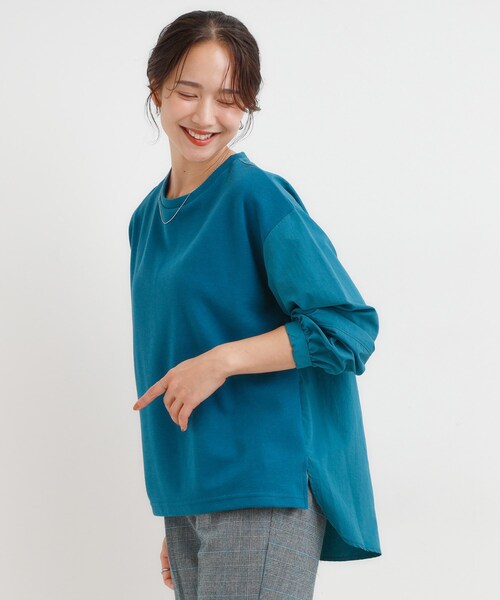 SHOO・LA・RUE（シューラルー）の「【S-LL】インせず決まる 背中タック入り パフ袖トップス（Tシャツ/カットソー・レディース・ブルー系その他/ベージュ系2/ブラウン系/ブラック系2・01/02/03/04）」の15枚目の写真