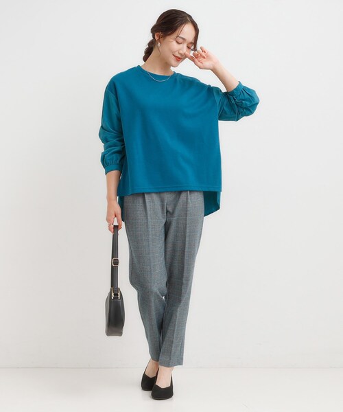 SHOO・LA・RUE（シューラルー）の「【S-LL】インせず決まる 背中タック入り パフ袖トップス（Tシャツ/カットソー・レディース・ブルー系その他/ベージュ系2/ブラウン系/ブラック系2・01/02/03/04）」の16枚目の写真