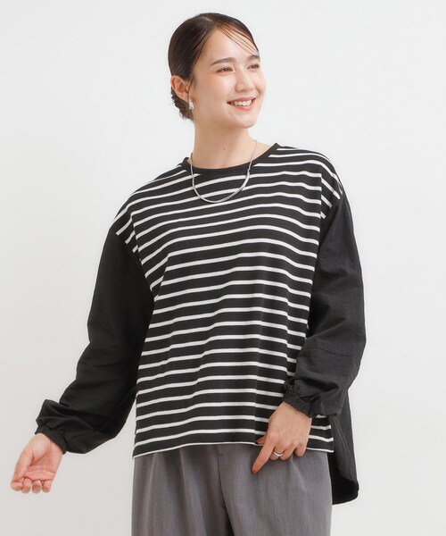 SHOO・LA・RUE（シューラルー）の「【S-LL】インせず決まる 背中タック入り パフ袖トップス（Tシャツ/カットソー・レディース・ブルー系その他/ベージュ系2/ブラウン系/ブラック系2・01/02/03/04）」の18枚目の写真