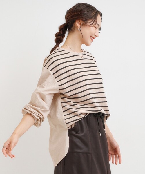 SHOO・LA・RUE（シューラルー）の「【S-LL】インせず決まる 背中タック入り パフ袖トップス（Tシャツ/カットソー・レディース・ブルー系その他/ベージュ系2/ブラウン系/ブラック系2・01/02/03/04）」の22枚目の写真