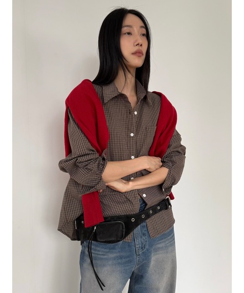 Didot.showroom（ディドット ショールーム）の「ウッディチェックシャツ（シャツ/ブラウス・レディース・ブラウン/ブラック・FREE）」の8枚目の写真