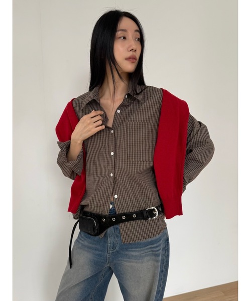 Didot.showroom（ディドット ショールーム）の「ウッディチェックシャツ（シャツ/ブラウス・レディース・ブラウン/ブラック・FREE）」の9枚目の写真