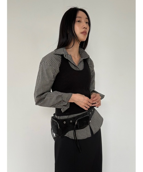 Didot.showroom（ディドット ショールーム）の「ウッディチェックシャツ（シャツ/ブラウス・レディース・ブラウン/ブラック・FREE）」の13枚目の写真