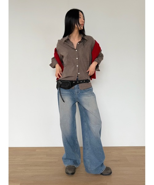 Didot.showroom（ディドット ショールーム）の「ウッディチェックシャツ（シャツ/ブラウス・レディース・ブラウン/ブラック・FREE）」の7枚目の写真