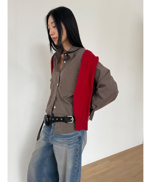 Didot.showroom（ディドット ショールーム）の「ウッディチェックシャツ（シャツ/ブラウス・レディース・ブラウン/ブラック・FREE）」の6枚目の写真