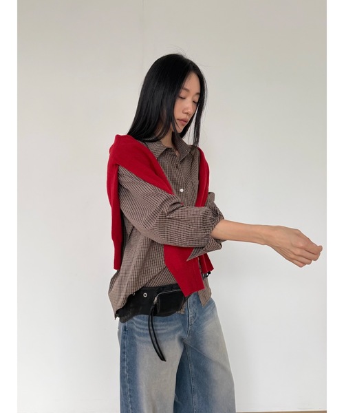 Didot.showroom（ディドット ショールーム）の「ウッディチェックシャツ（シャツ/ブラウス・レディース・ブラウン/ブラック・FREE）」の5枚目の写真