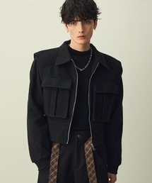 Shoowtime(VE^C)Big Pocket Cropped Ribbed Wool Blouson / rbO|PbgNbvhuE[u](u])