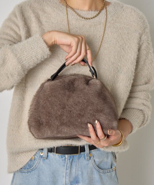 Jena espace merveilleux（ジェナ　エスパスメルヴェイユ）の「ファーボストンバッグ（トートバッグ・レディース・グレー/ブラウン・FREE）」の5枚目の写真