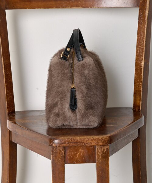 Jena espace merveilleux（ジェナ　エスパスメルヴェイユ）の「ファーボストンバッグ（トートバッグ・レディース・グレー/ブラウン・FREE）」の8枚目の写真