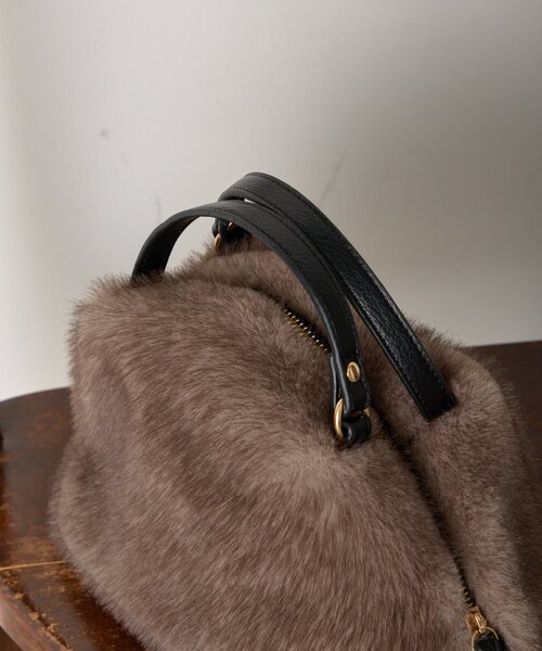 Jena espace merveilleux（ジェナ　エスパスメルヴェイユ）の「ファーボストンバッグ（トートバッグ・レディース・グレー/ブラウン・FREE）」の11枚目の写真