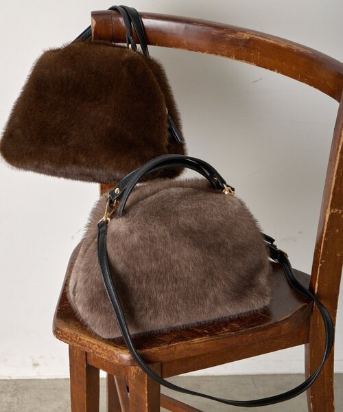 Jena espace merveilleux（ジェナ　エスパスメルヴェイユ）の「ファーボストンバッグ（トートバッグ・レディース・グレー/ブラウン・FREE）」の15枚目の写真