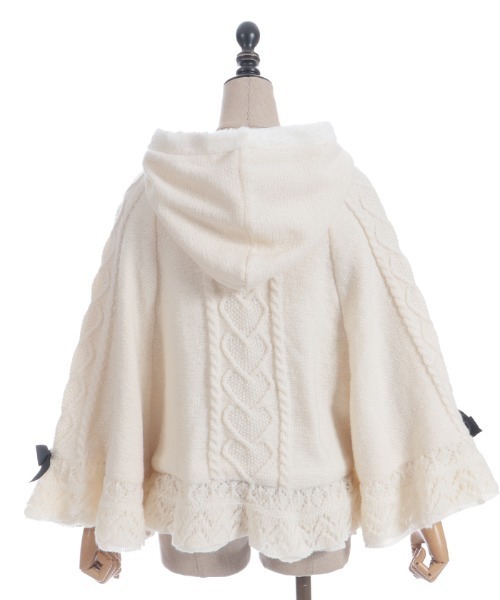 ハート編柄裏ボアニットケープ（カーディガン/ボレロ）｜axes femme