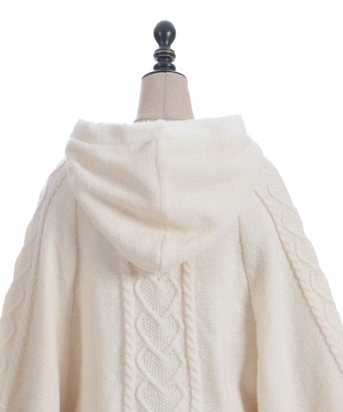 ハート編柄裏ボアニットケープ（カーディガン/ボレロ）｜axes femme