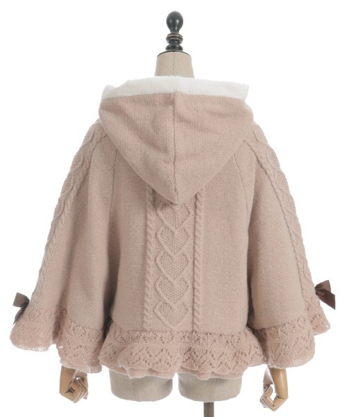 ハート編柄裏ボアニットケープ（カーディガン/ボレロ）｜axes femme