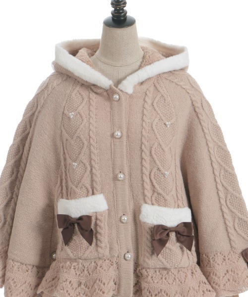 ハート編柄裏ボアニットケープ（カーディガン/ボレロ）｜axes femme