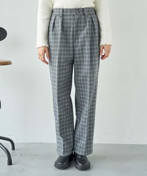 mil（ミル）の「柄アソート センタープレスパンツ【585078】（スラックス・レディース・ブラウン系その他/ブラウン/チェック・S-Short/M-Short/S-Regular/FREE/M-Regular）」の3枚目の写真