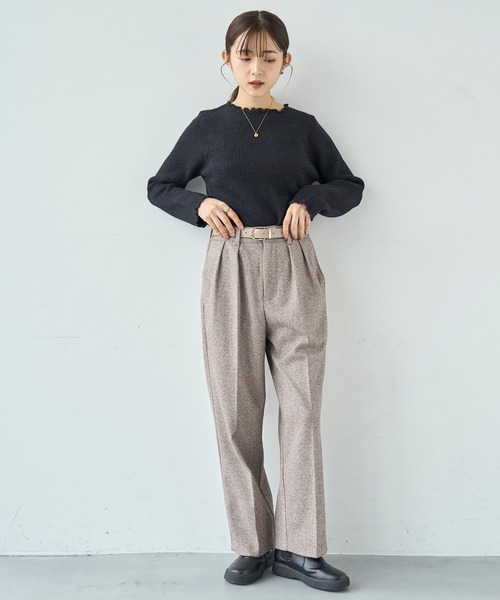 柄アソート センタープレスパンツ【585078】（スラックス）｜mil（ミル