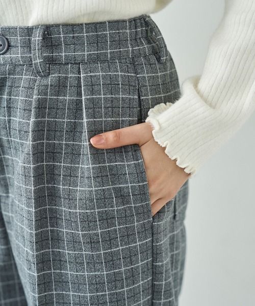 mil（ミル）の「柄アソート センタープレスパンツ【585078】（スラックス・レディース・ブラウン系その他/ブラウン/チェック・S-Short/M-Short/S-Regular/FREE/M-Regular）」の6枚目の写真