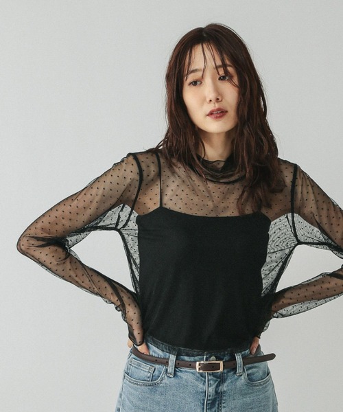 GLOBAL WORK(グローバルワーク)の「ストレッチシアーハイネックプルオーバー/598008(Tシャツ/カットソー・レディース・オフホワイト/ブラック/ホワイト系その他3・MEDIUM/LARGE)」の1枚目の写真