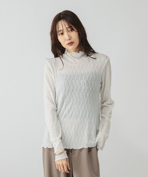 GLOBAL WORK(グローバルワーク)の「ストレッチシアーハイネックプルオーバー/598008(Tシャツ/カットソー・レディース・オフホワイト/ブラック/ホワイト系その他3・MEDIUM/LARGE)」の6枚目の写真