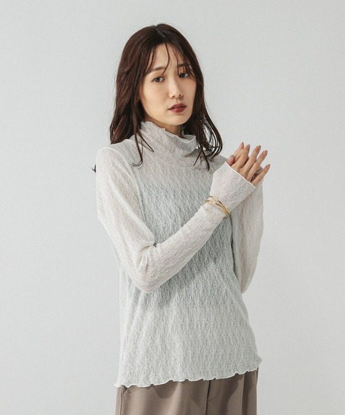 GLOBAL WORK(グローバルワーク)の「ストレッチシアーハイネックプルオーバー/598008(Tシャツ/カットソー・レディース・オフホワイト/ブラック/ホワイト系その他3・MEDIUM/LARGE)」の8枚目の写真