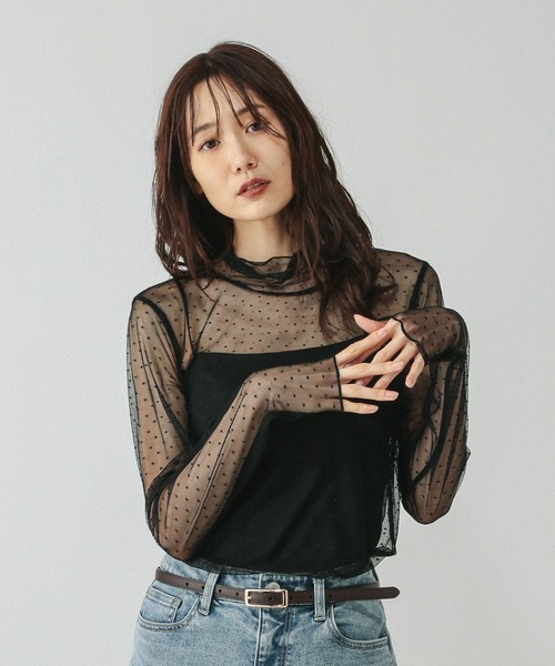 GLOBAL WORK(グローバルワーク)の「ストレッチシアーハイネックプルオーバー/598008(Tシャツ/カットソー・レディース・オフホワイト/ブラック/ホワイト系その他3・MEDIUM/LARGE)」の17枚目の写真