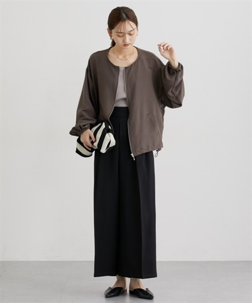 nissen（ニッセン）の「パウダーデシンノーカラーブルゾン（ブルゾン・レディース・ブラウン/ブラック・M/L）」の6枚目の写真