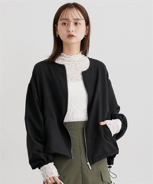 nissen（ニッセン）の「パウダーデシンノーカラーブルゾン（ブルゾン・レディース・ブラウン/ブラック・M/L）」の10枚目の写真