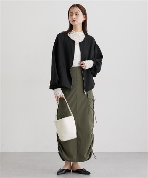 nissen（ニッセン）の「パウダーデシンノーカラーブルゾン（ブルゾン・レディース・ブラウン/ブラック・M/L）」の11枚目の写真