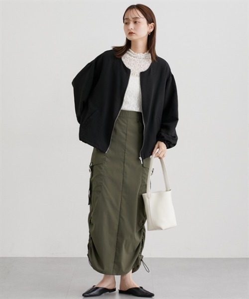 nissen（ニッセン）の「パウダーデシンノーカラーブルゾン（ブルゾン・レディース・ブラウン/ブラック・M/L）」の12枚目の写真