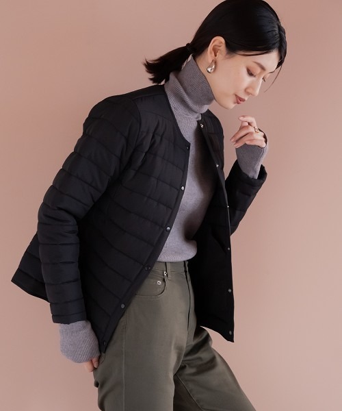 slattgir(スラットジール)の「高身長 薄くて軽いインナーにも使える中綿ブルゾン(トールサイズ)(その他アウター・レディース・アイボリー/ブラック・TM/TL/TLL/T3L/T4L/T5L)」の2枚目の写真