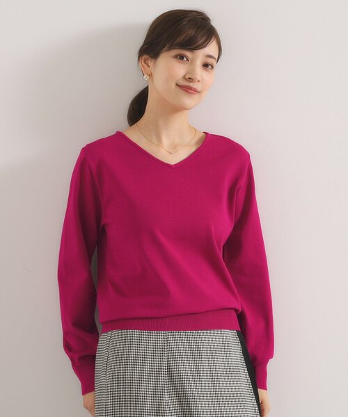 ITS'DEMO（イッツデモ）の「【縮みに強い／洗濯機OK】Vネックニットプルオーバー（ニット/セーター・レディース・ブルー/オフホワイト/ピンク系その他/ブラウン系/ブラック・00）」の5枚目の写真