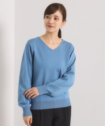 【縮みに強い／洗濯機OK】Vネックニットプルオーバー
