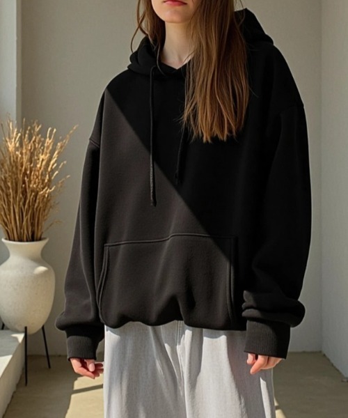 cammie(キャミー)の「シンプルフーディー(パーカー・レディース・ブラック/アイボリー/グレー・L/M)」の12枚目の写真