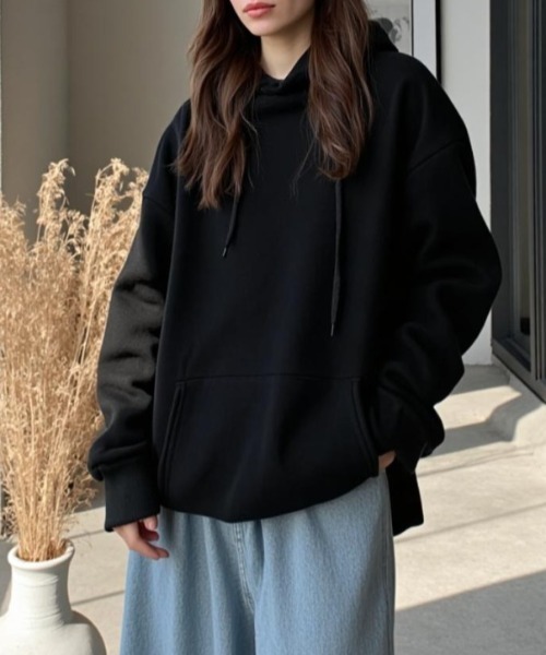 cammie(キャミー)の「シンプルフーディー(パーカー・レディース・ブラック/アイボリー/グレー・L/M)」の9枚目の写真