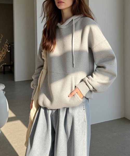 cammie(キャミー)の「シンプルフーディー(パーカー・レディース・ブラック/アイボリー/グレー・L/M)」の17枚目の写真