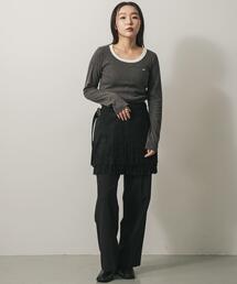 ラウンドネックリブTシャツ