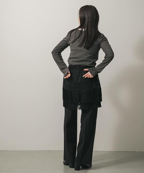 SENSE OF PLACE by URBAN RESEARCH(センスオブプレイスバイアーバンリサーチ)の「ラウンドネックリブTシャツ(Tシャツ/カットソー・レディース・ホワイト系その他/ブラウン/チャコールグレー・ONE)」の8枚目の写真