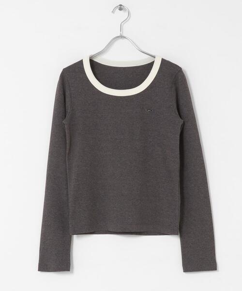 SENSE OF PLACE by URBAN RESEARCH(センスオブプレイスバイアーバンリサーチ)の「ラウンドネックリブTシャツ(Tシャツ/カットソー・レディース・ホワイト系その他/ブラウン/チャコールグレー・ONE)」の9枚目の写真