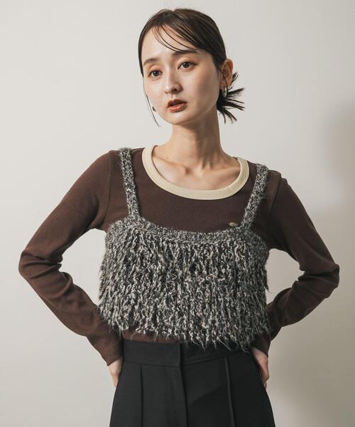 SENSE OF PLACE by URBAN RESEARCH(センスオブプレイスバイアーバンリサーチ)の「ラウンドネックリブTシャツ(Tシャツ/カットソー・レディース・ホワイト系その他/ブラウン/チャコールグレー・ONE)」の12枚目の写真