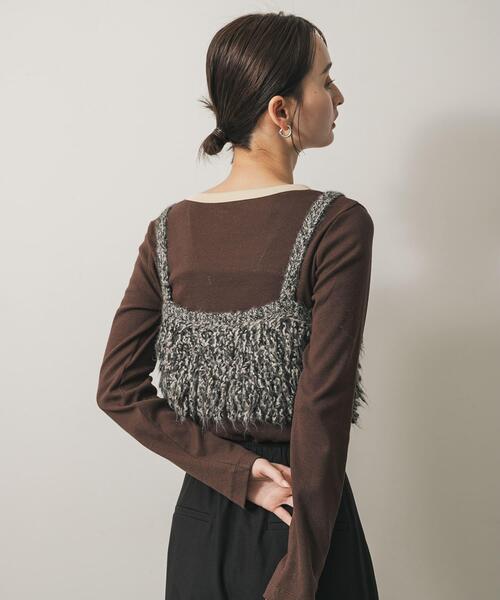 SENSE OF PLACE by URBAN RESEARCH(センスオブプレイスバイアーバンリサーチ)の「ラウンドネックリブTシャツ(Tシャツ/カットソー・レディース・ホワイト系その他/ブラウン/チャコールグレー・ONE)」の13枚目の写真