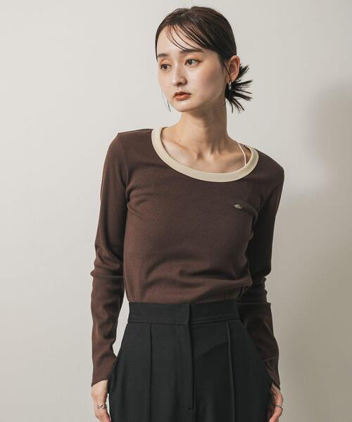 SENSE OF PLACE by URBAN RESEARCH(センスオブプレイスバイアーバンリサーチ)の「ラウンドネックリブTシャツ(Tシャツ/カットソー・レディース・ホワイト系その他/ブラウン/チャコールグレー・ONE)」の16枚目の写真