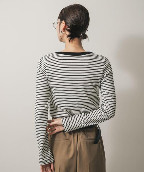 SENSE OF PLACE by URBAN RESEARCH(センスオブプレイスバイアーバンリサーチ)の「ラウンドネックリブTシャツ(Tシャツ/カットソー・レディース・ホワイト系その他/ブラウン/チャコールグレー・ONE)」の22枚目の写真