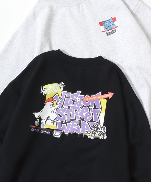 VISION STREET WEAR(ヴィジョンストリートウェア)の「VISION STREET WEAR/ヴィジョンストリートウェア オーバーサイズ 裏起毛 アニマルプリント ゴーストバックプリント ロゴ ワンポイント スウェット トレーナー/レディース メンズ(スウェット・メンズ・ブラック系その他/アッシュグレー/チャコールグレー/ブラック・L/M/LL)」の3枚目の写真