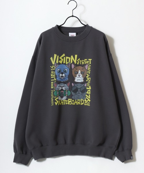 VISION STREET WEAR(ヴィジョンストリートウェア)の「VISION STREET WEAR/ヴィジョンストリートウェア オーバーサイズ 裏起毛 アニマルプリント ゴーストバックプリント ロゴ ワンポイント スウェット トレーナー/レディース メンズ(スウェット・メンズ・ブラック系その他/アッシュグレー/チャコールグレー/ブラック・L/M/LL)」の14枚目の写真