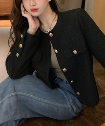 SallyLunn（サリーラン）の「ノーカラーツイードジャケット（ノーカラージャケット）」